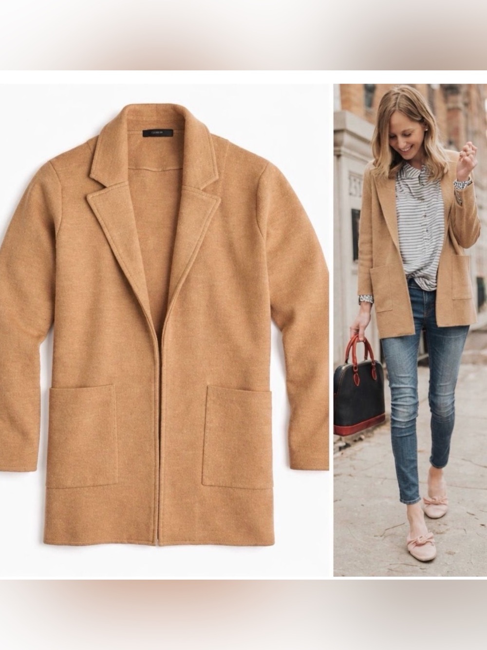 J. Crew 365 Sophie Caramel Knit Sweater Jacket Sz Medium - Picture 2 of 8